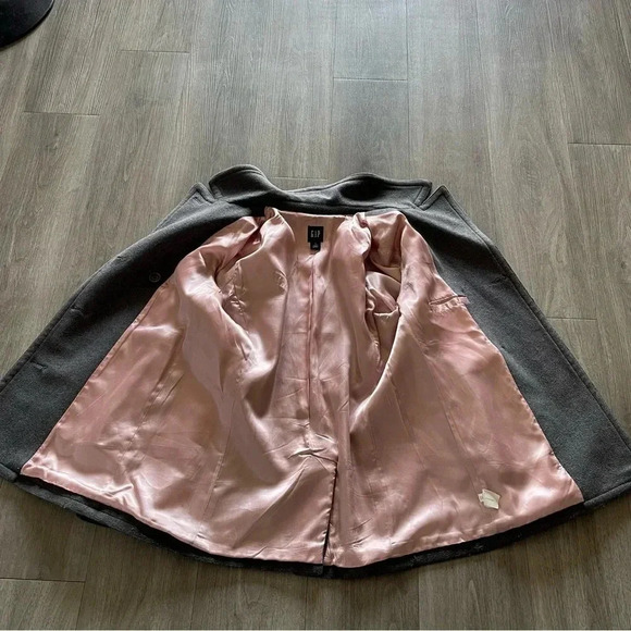 GAP Gray Wool Blend Button Down Pea Coat Women’s Medium - Picture 10 of 16